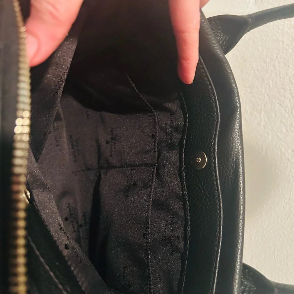 kate spade Black Leather Satchel with Tassel Charm